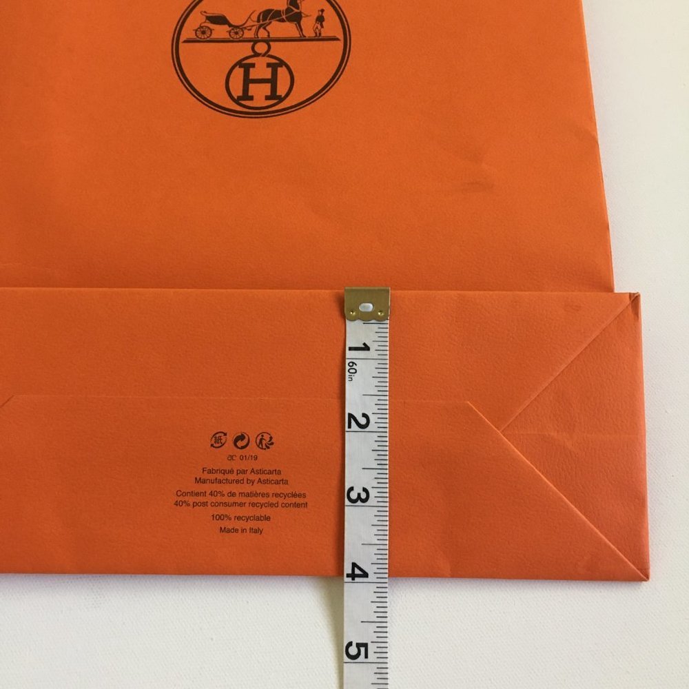 Hermes Paper Bag 16.5x11x4 in Rectangular Shopping Bag Orange Authentic w/flaw - Picture 11 of 13